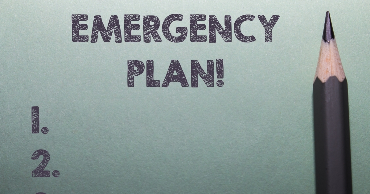 emergency plan note business concept