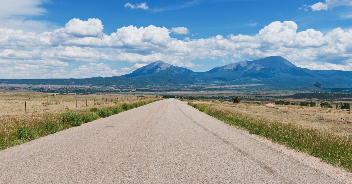 Street and mountain