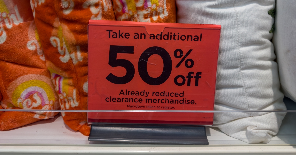 Fifty percent off sign offering