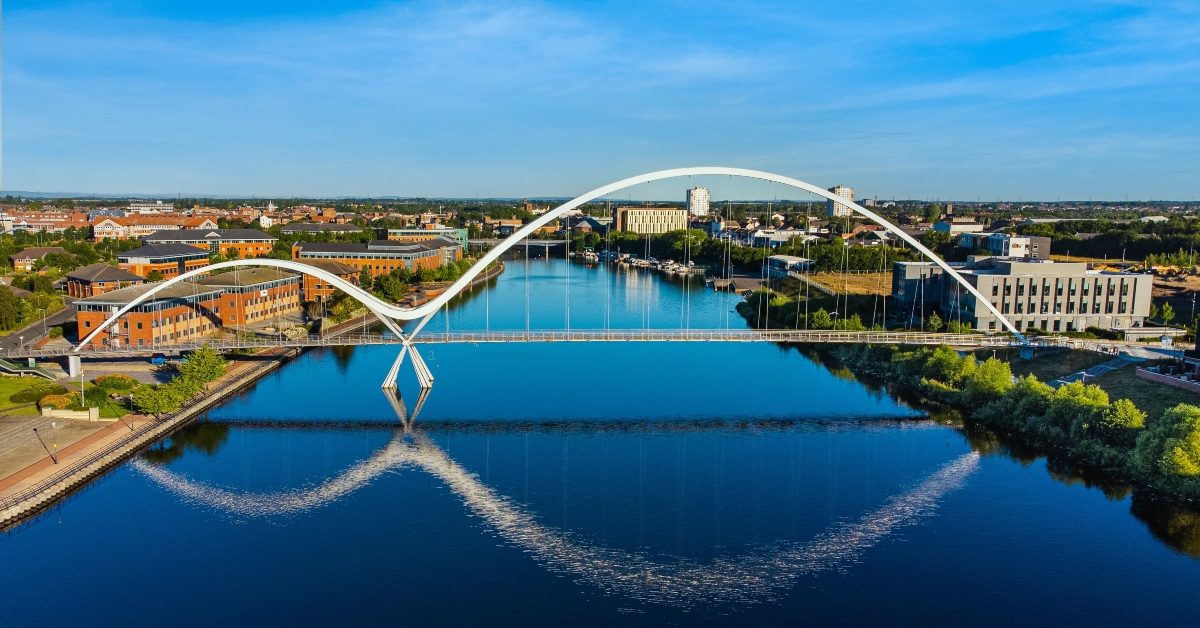 infinity bridge spanning the river