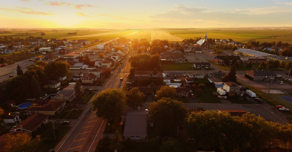 sunset on a small town