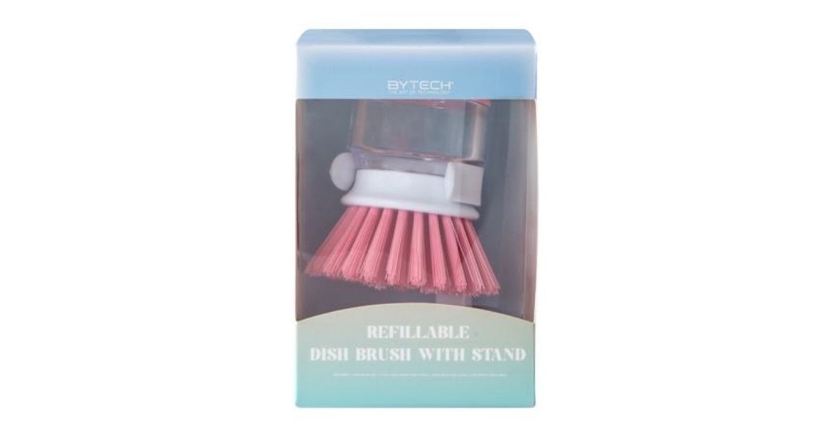 refillable dish brush with stand