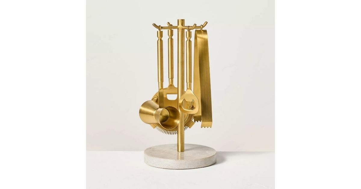brass tool set with stand