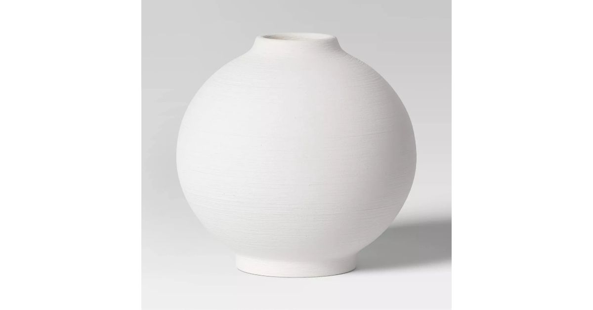 ceramic textured vase white