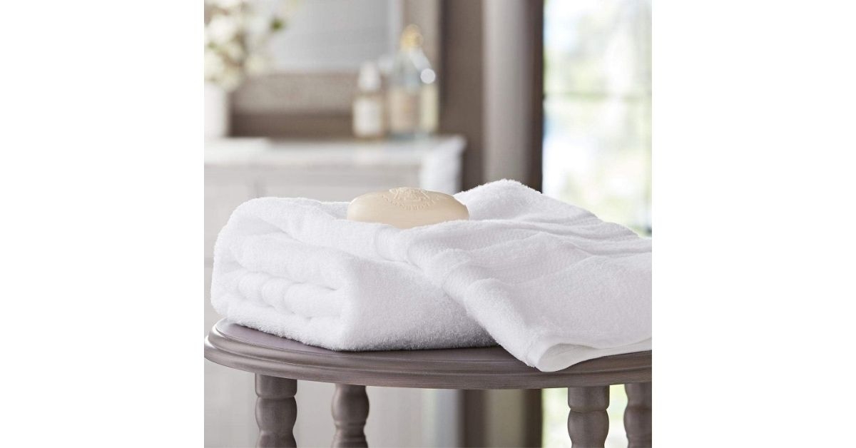 Luxury bath towel in a small table