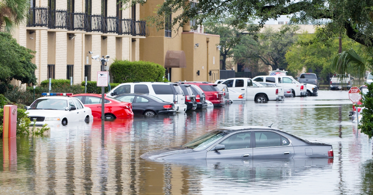 Cars submerged in Houston