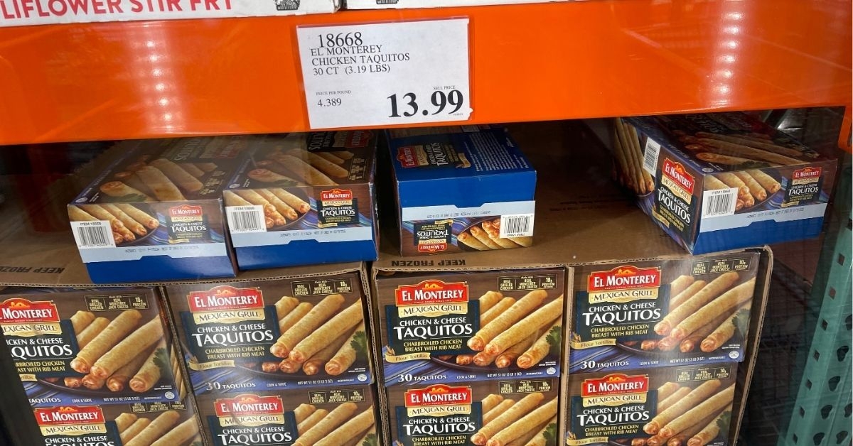 Boxes of taquitos displayed