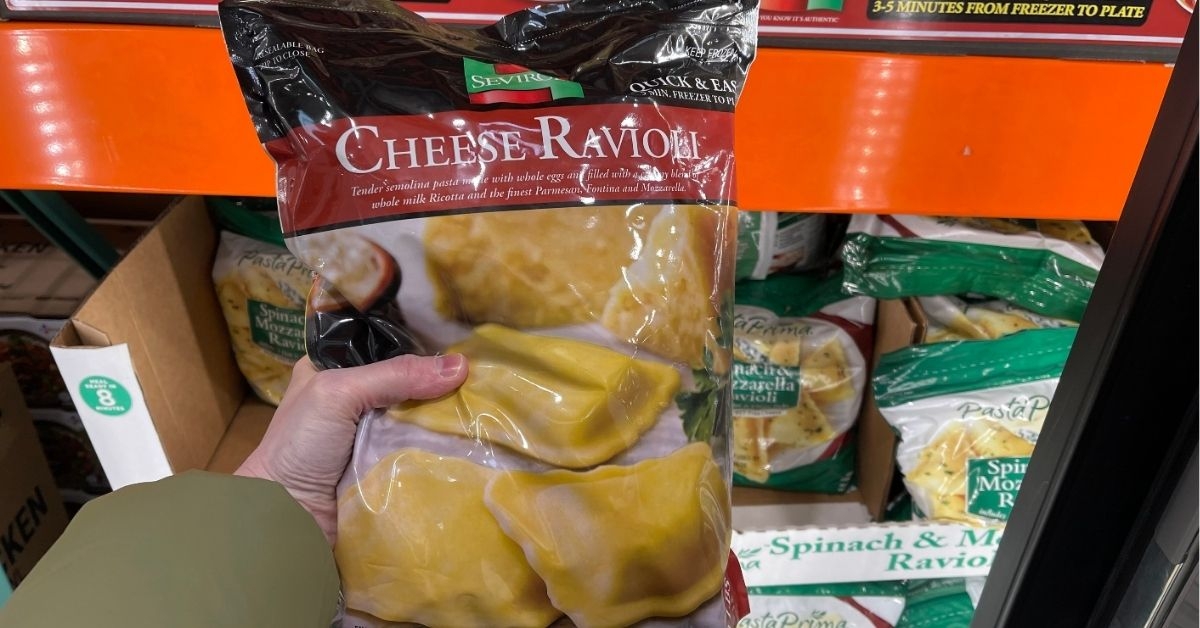 holding a cheese ravioli fry