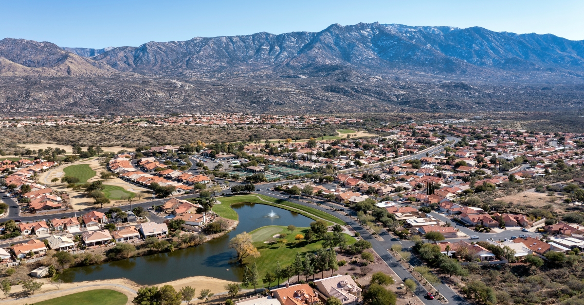 Desert Residential Community with Catalina Mountains