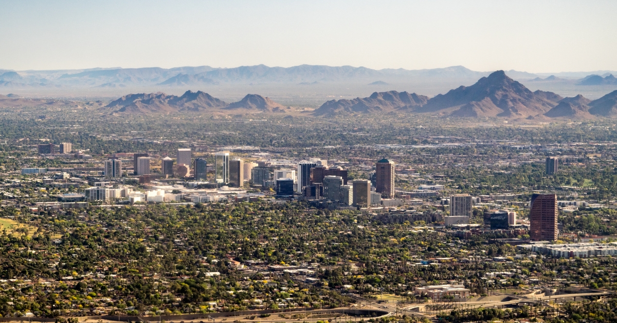 Aerial View of Downtown Phoenix - Phoenix, Arizona, USA