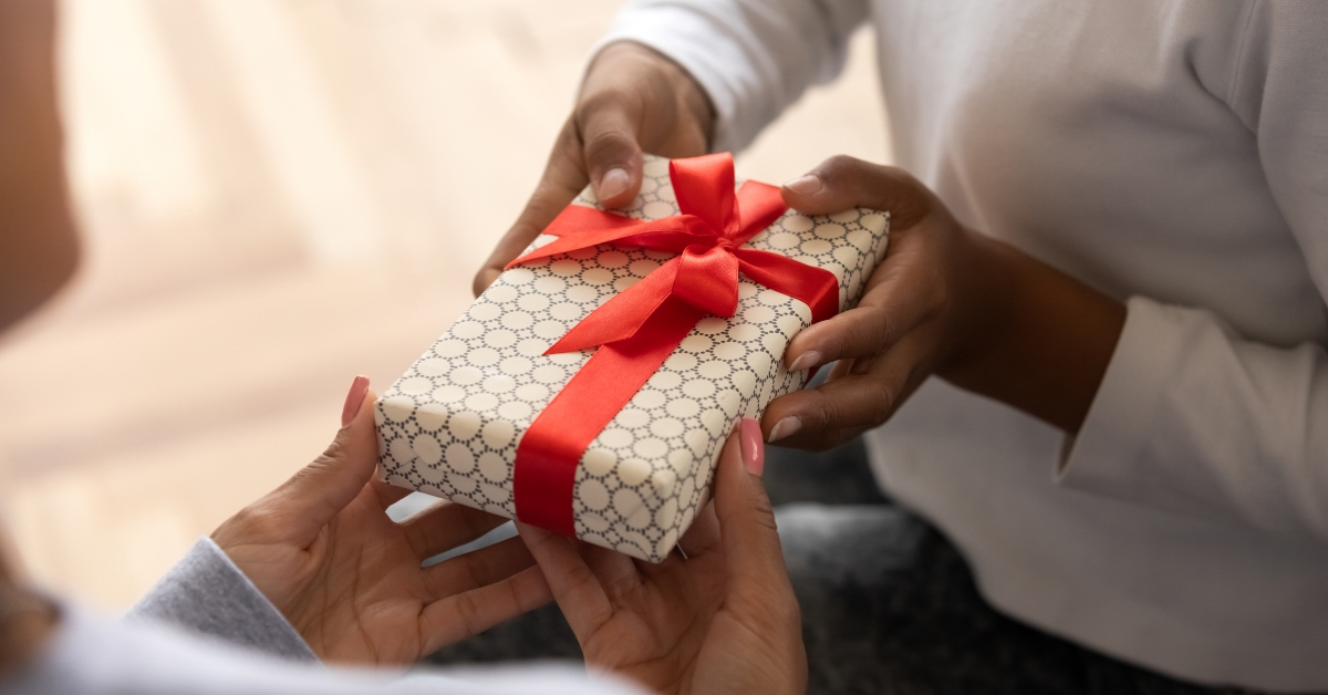 excited teenage girl make surprise for mother