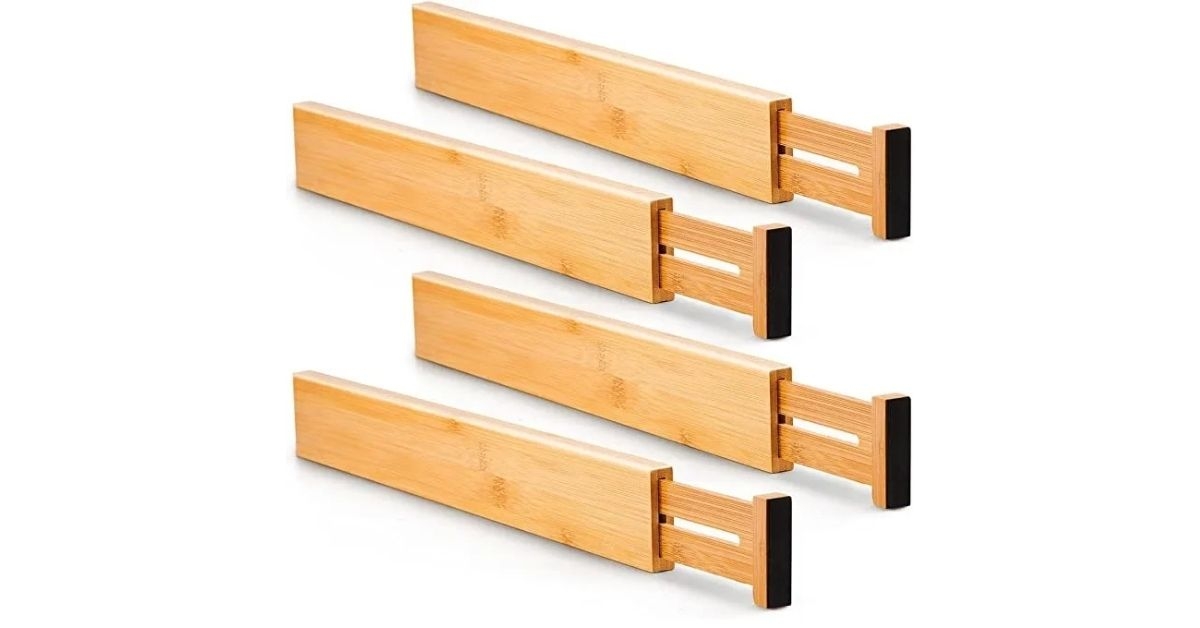 Utoplike 4 PCS Bamboo Kitchen Drawer Dividers