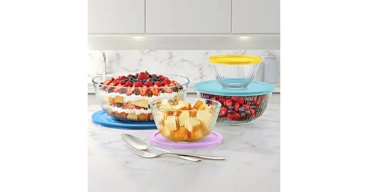 Costco Pyrex 8-piece Glass Sculpted Mixing Bowl Set
