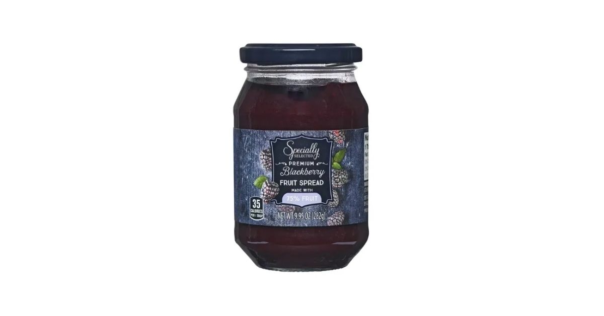 A jar of Specially Selected Premium Blackberry Fruit Spread
