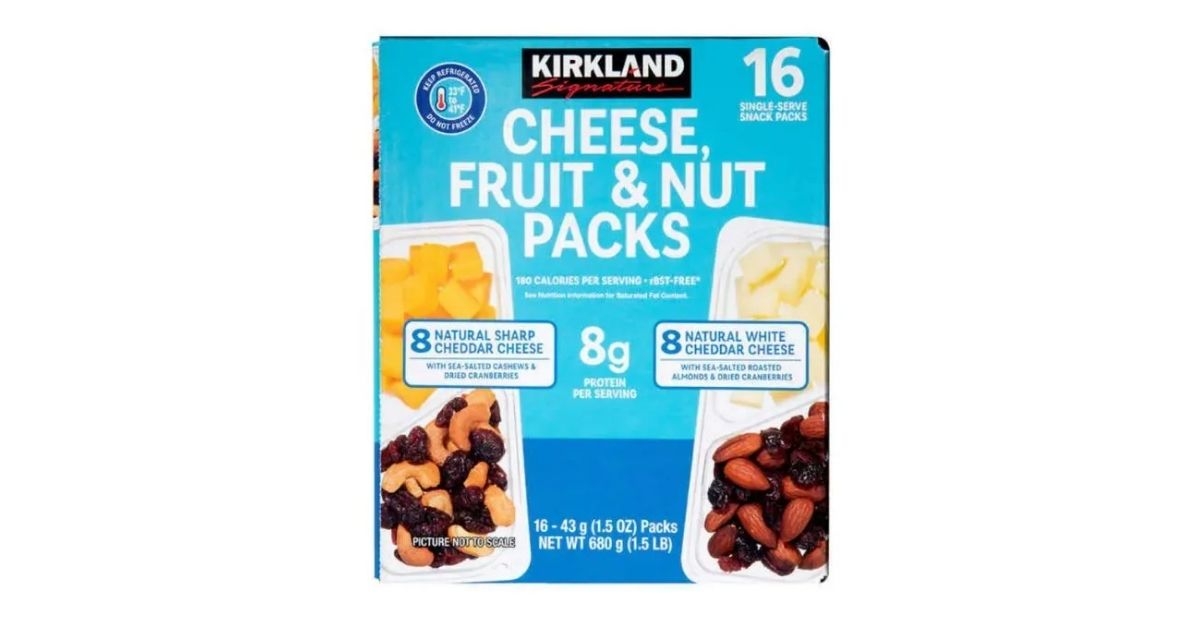 Costco Kirkland cheese, fruit, and nut packs