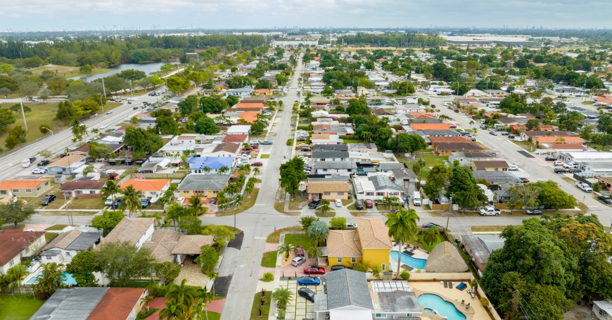 Aerial photo residential neighborhood houses