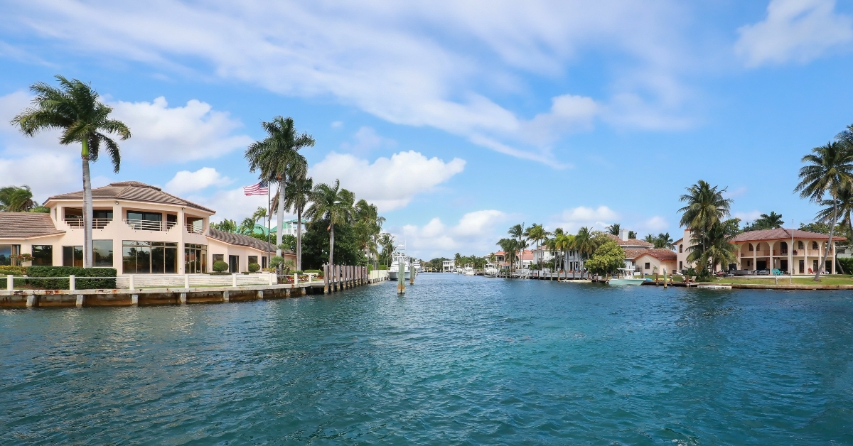 View of beautiful homes on the Intracoastal Waterway