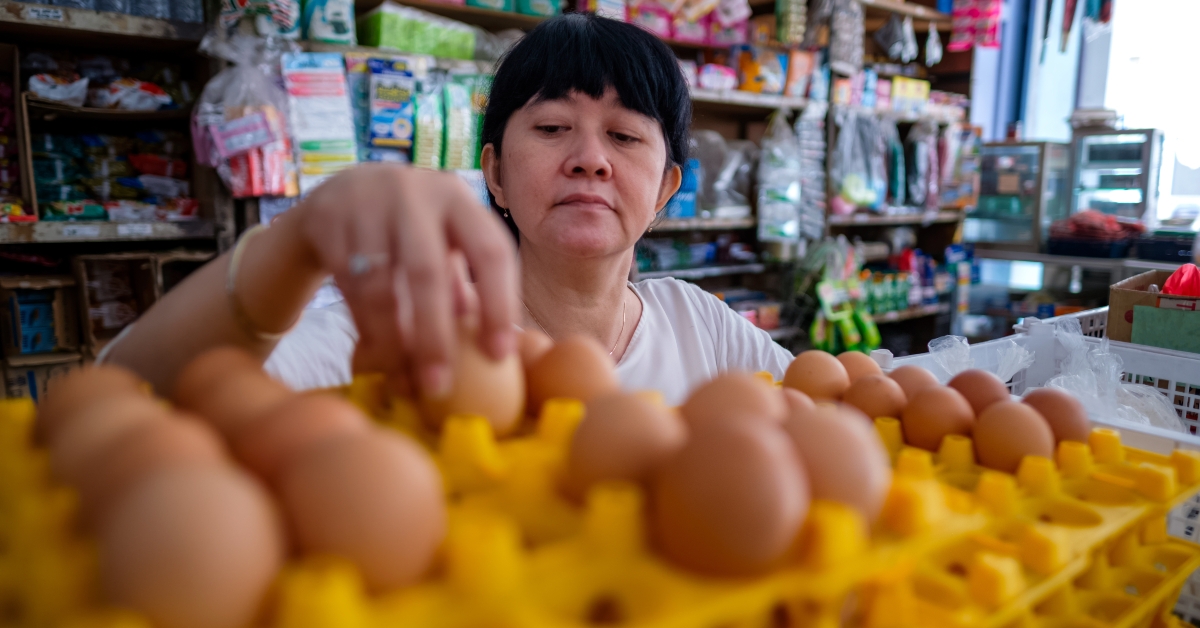 women arranging eggs
