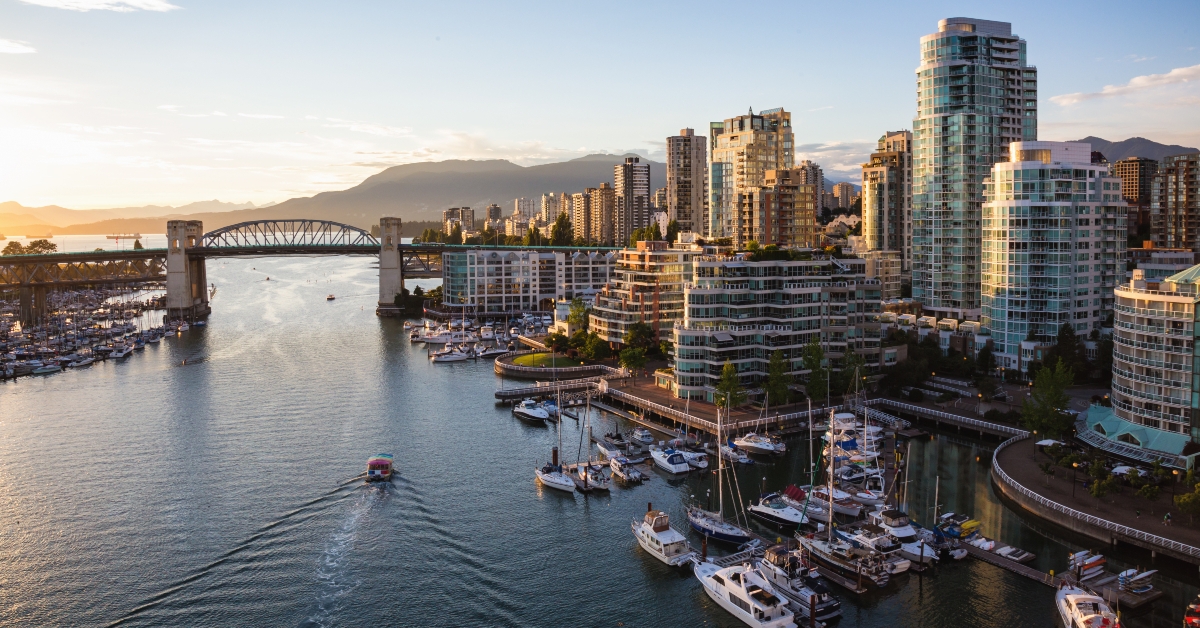 View of Downtown Vancouver and Burrard Bridge at False Creek