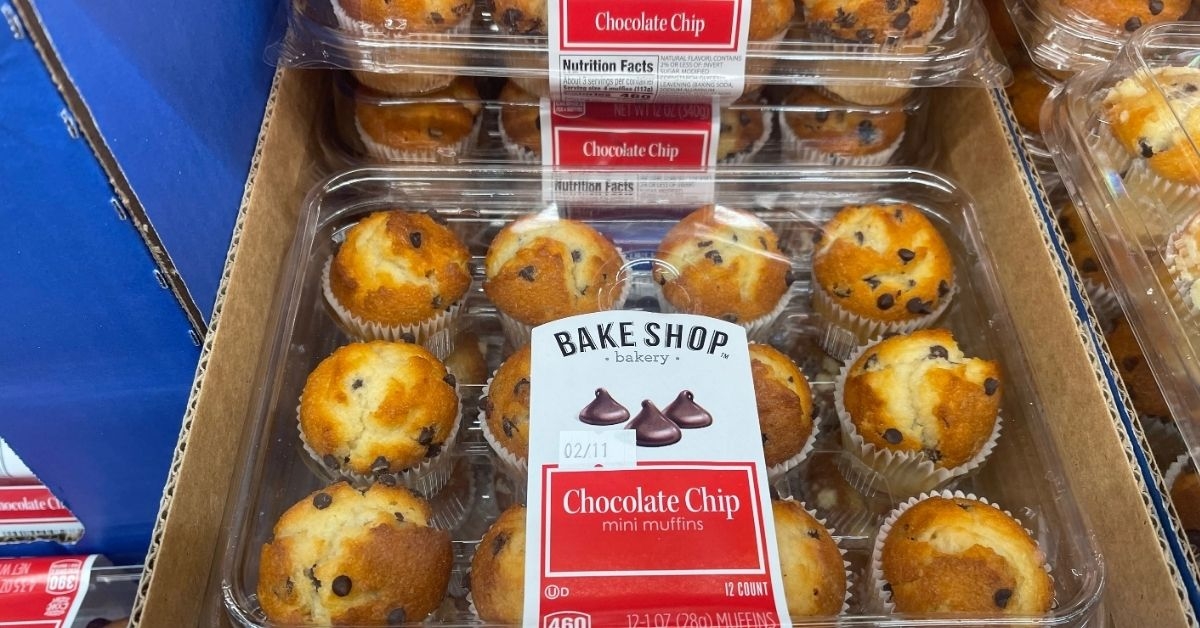 a display of chocolate chip muffins