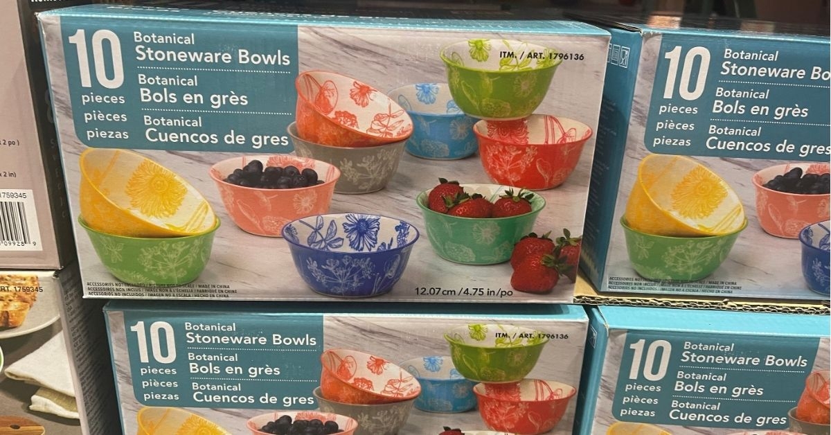 botanical stoneware bowls