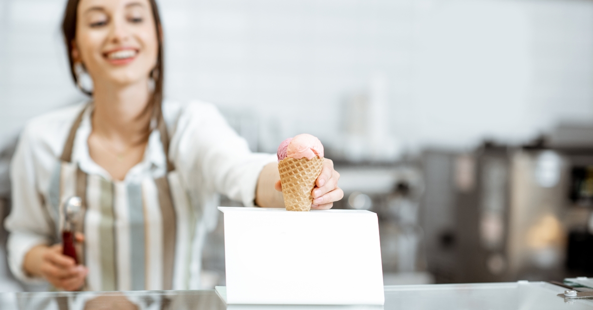 making ice cream at the counter