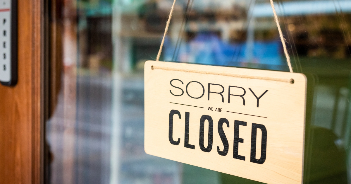 Sorry we are closed sign board