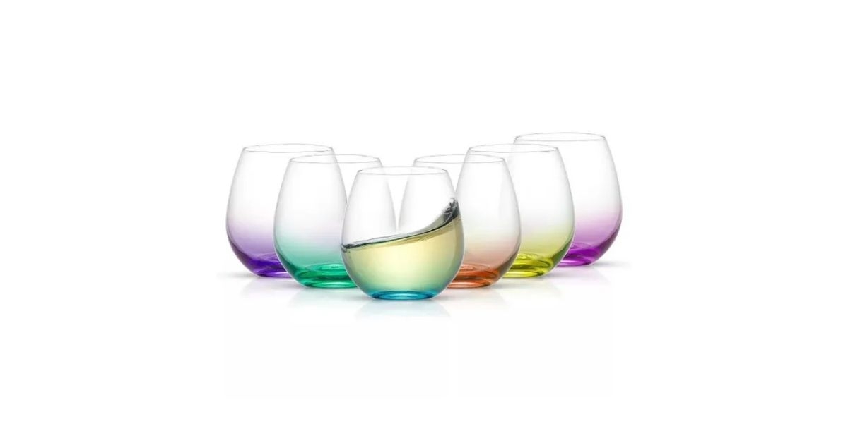 JoyJolt Hue 6-pc. Colored Stemless Wine Glass Set