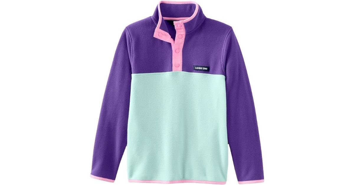 Lands' End Kids 2-20 Fleece Snap Neck Pullover