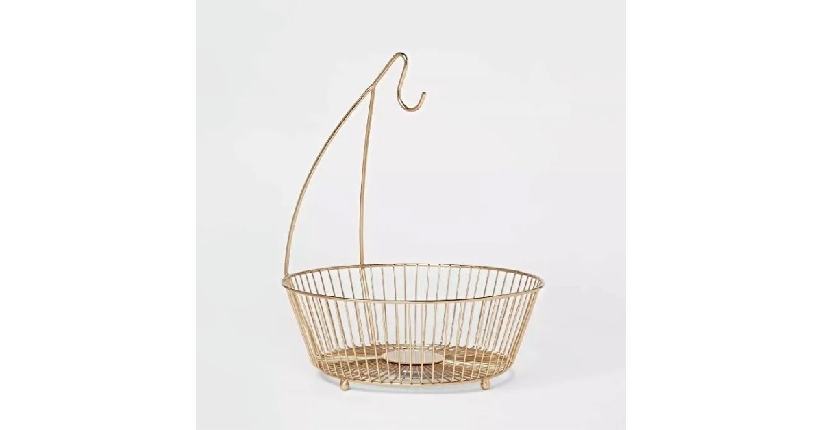 Delavan Collection Metal Wire Fruit Basket with Banana Hanger