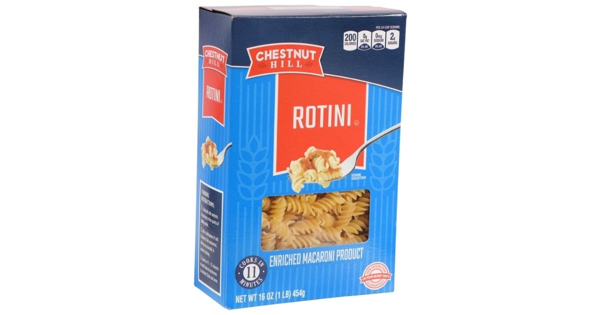 a box of rotini pasta
