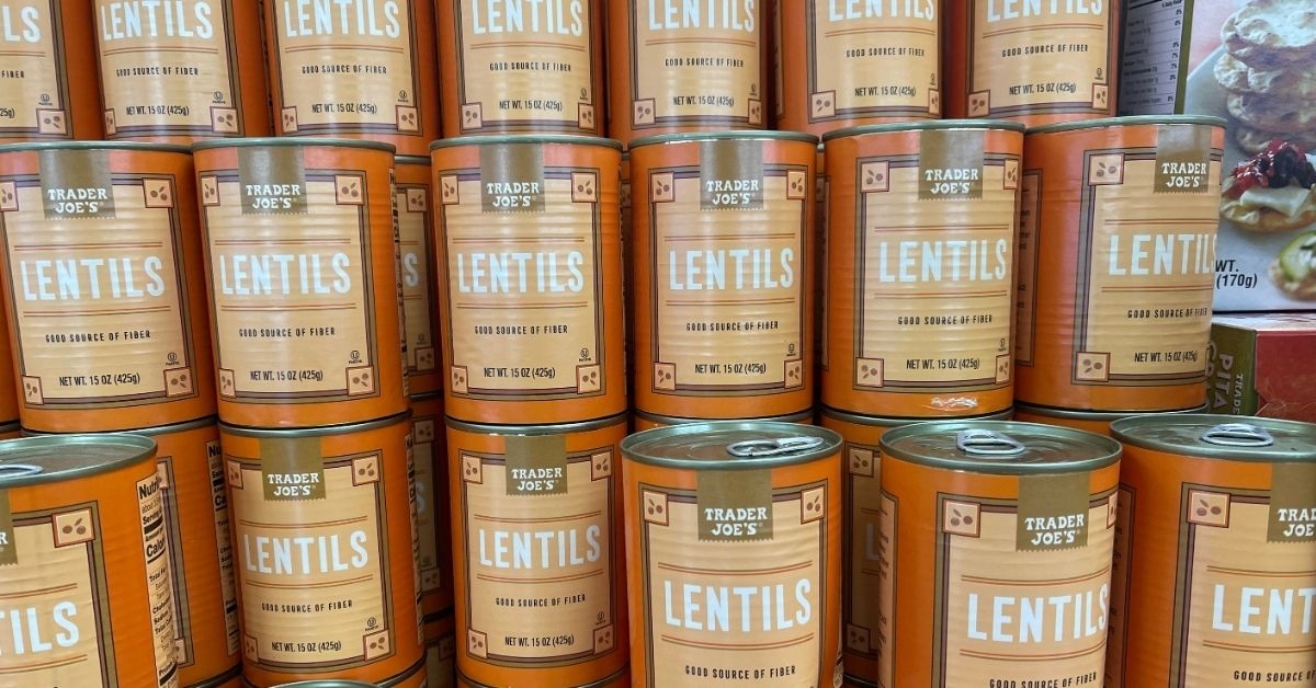 a pile of canned lentils