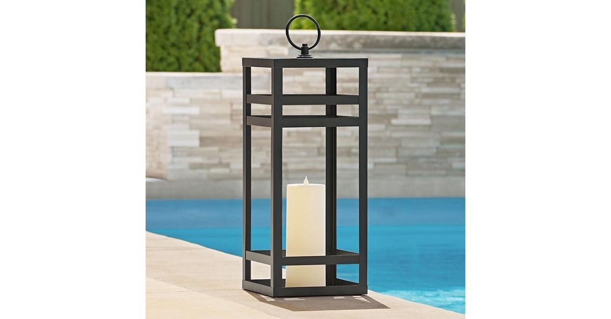 black lantern with flameless pillar candle