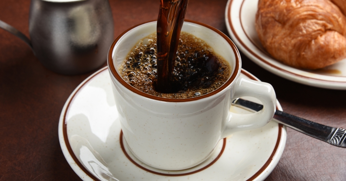 pouring hot coffee