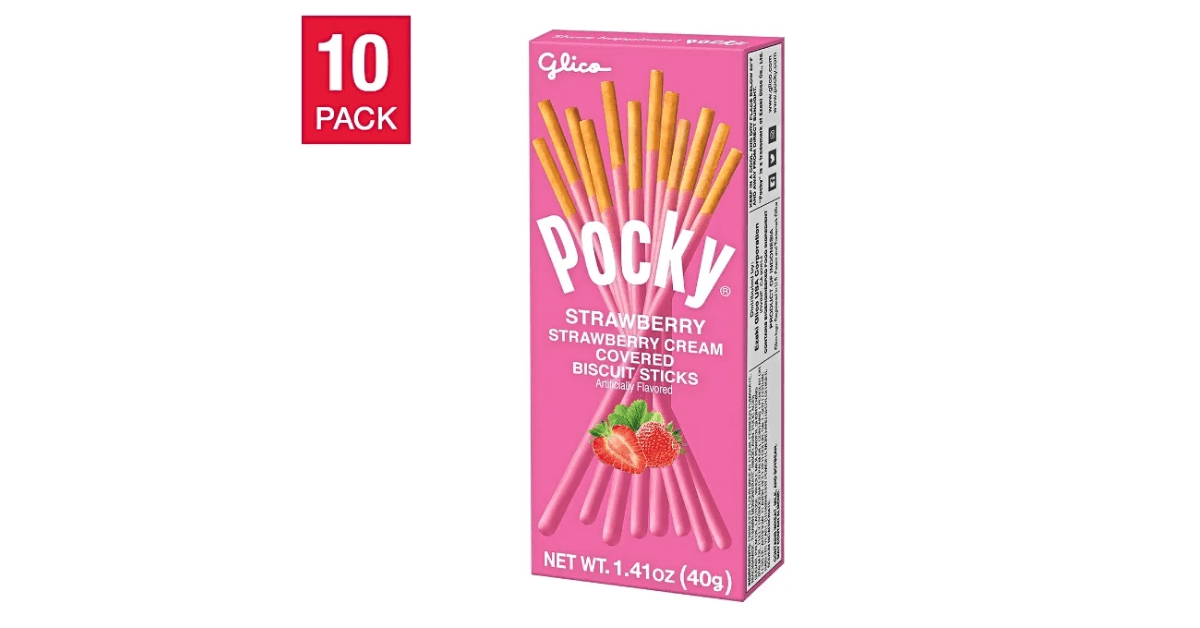 Pocky, Strawberry Cream Covered Biscuit Sticks