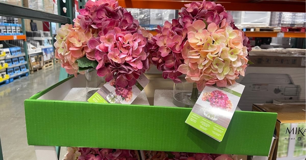 faux hydrangea arrangement