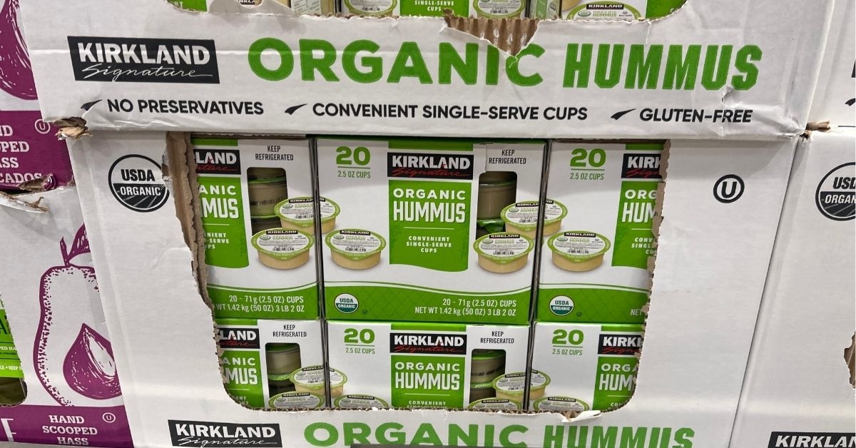 organic hummus cups on display