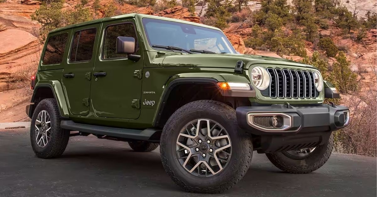 a green jeep wrangler