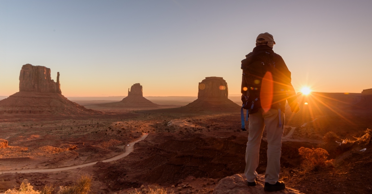 watching sunrise at monument valley