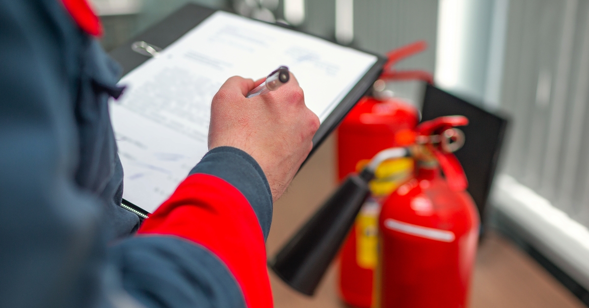 checking a fire extinguisher