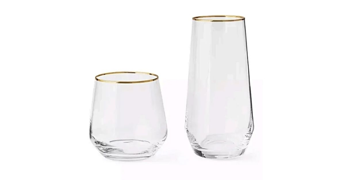 Member's Mark 12-Piece Modern Gold Rim Crystal Drinkware Set