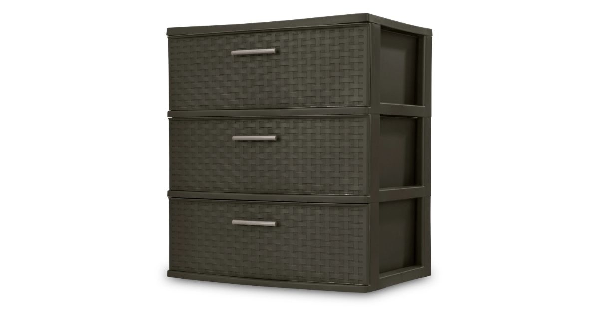 sterilite three drawer wide weave tower