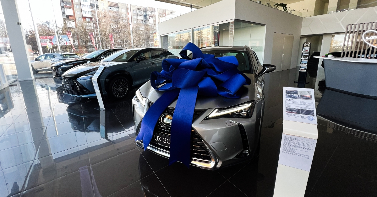 Luxury Lexus UX 300e car showroom