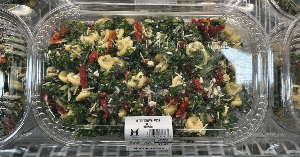 mediterranean pasta salad in container