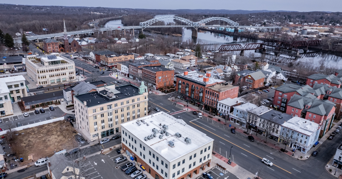 Aerial view of Middletown, Connecticut