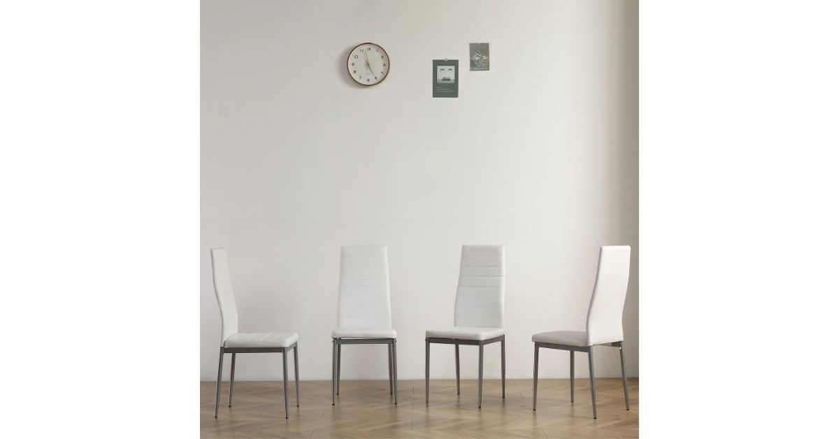 white dining room leather chairs