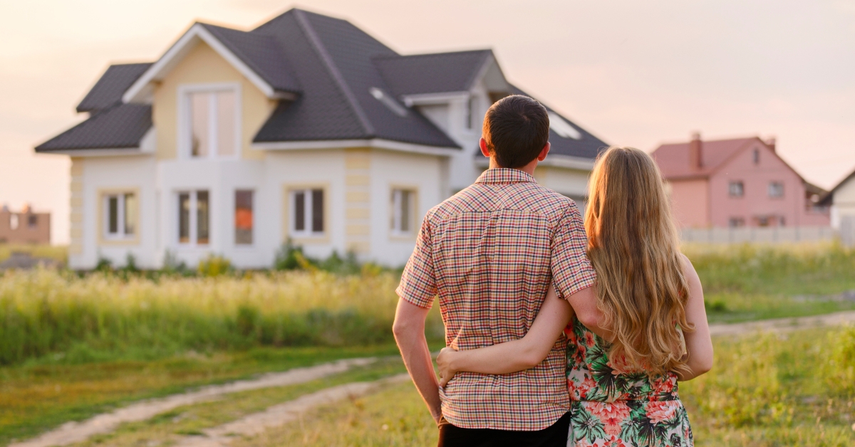 couple looking at their new house