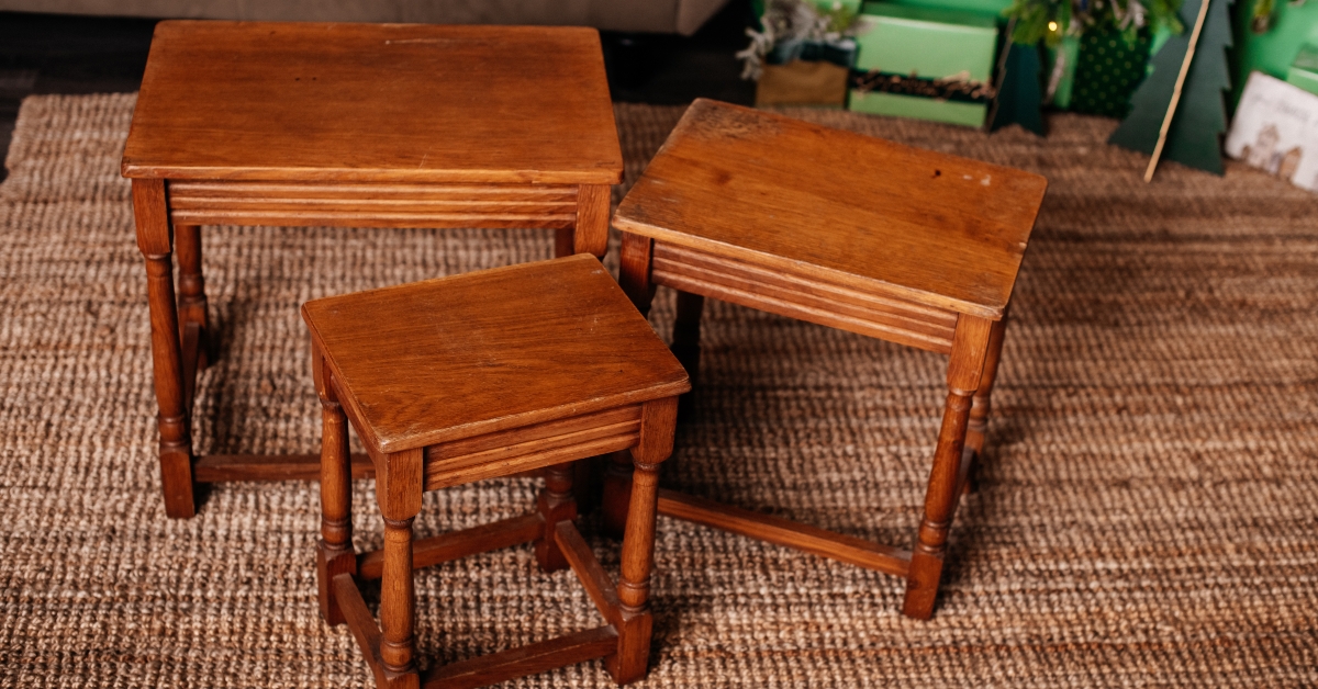 set of nested wooden tables
