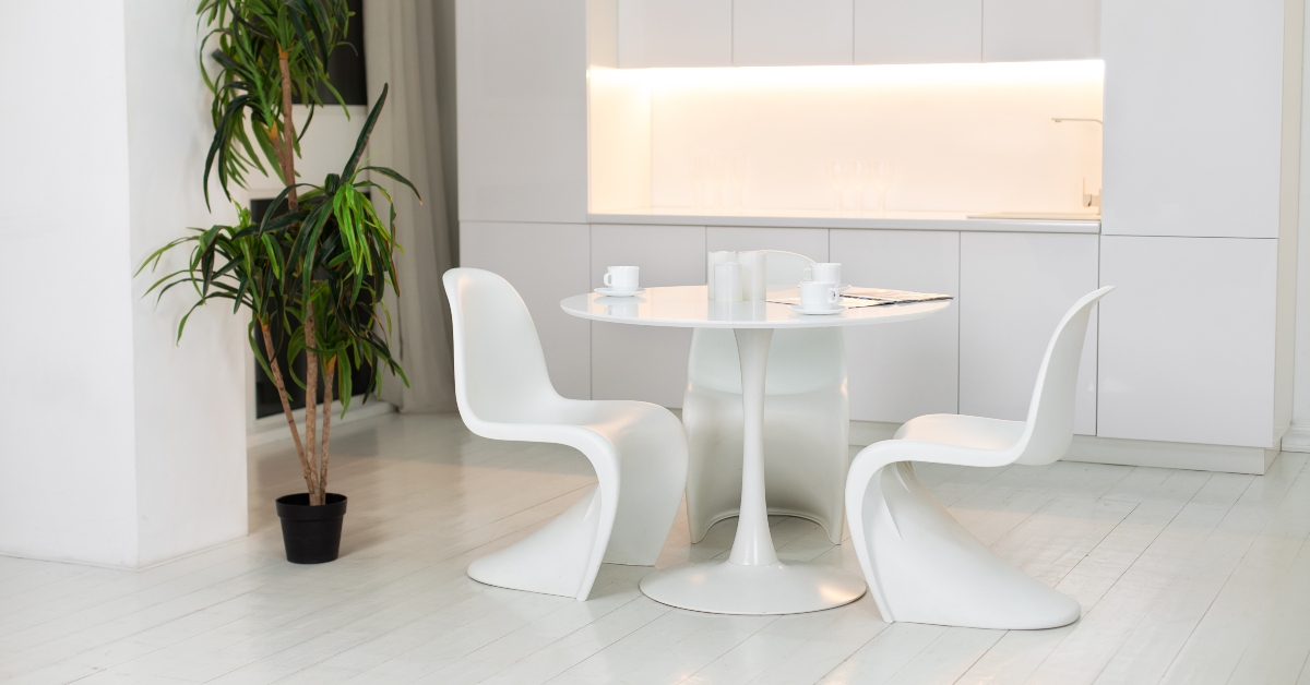 stylish white dining room