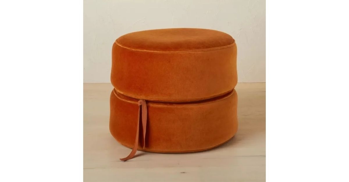 Olivia Round Pouf Rust